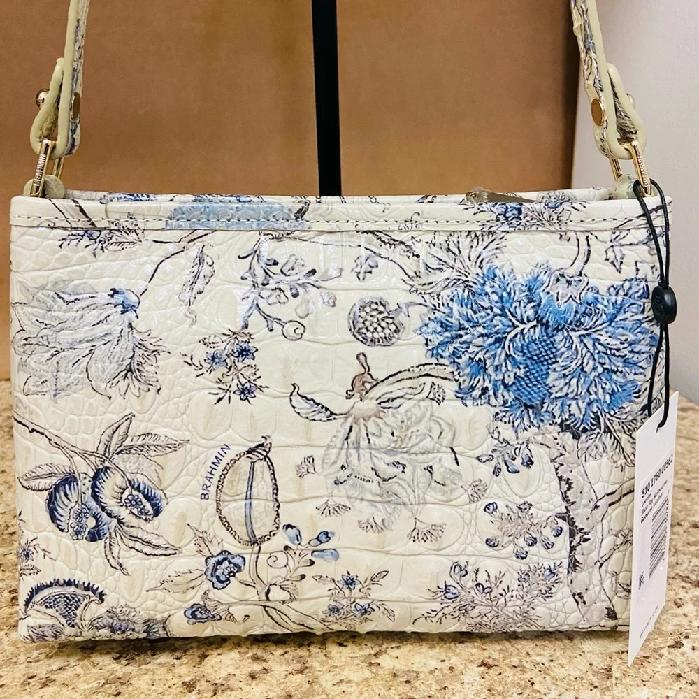 Brahmin Blue Jay Melbourne Lorelei, Blue and Cream Floral Bag - Picture 7 of 13